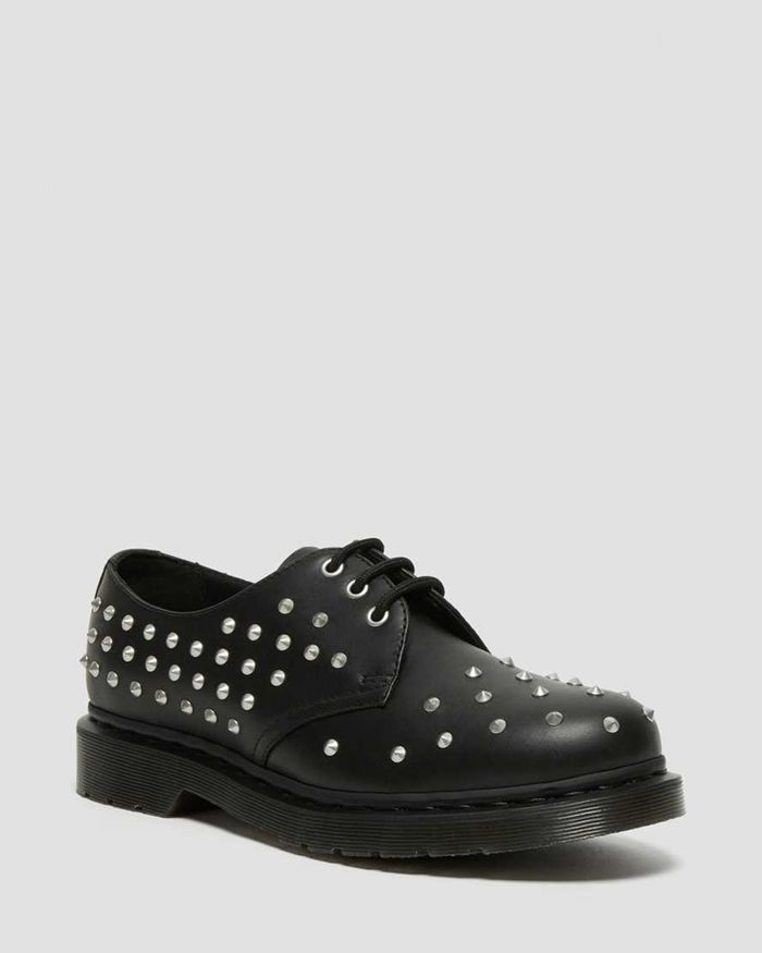 Dr Martens Oxfords Dame Svart 1461 Stud Wanama Læder 5201AECQY